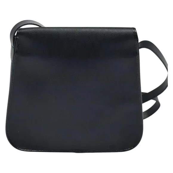 Christian Dior Honeycomb Canvas Shoulder Bag PVC Black Gold Auth 130145